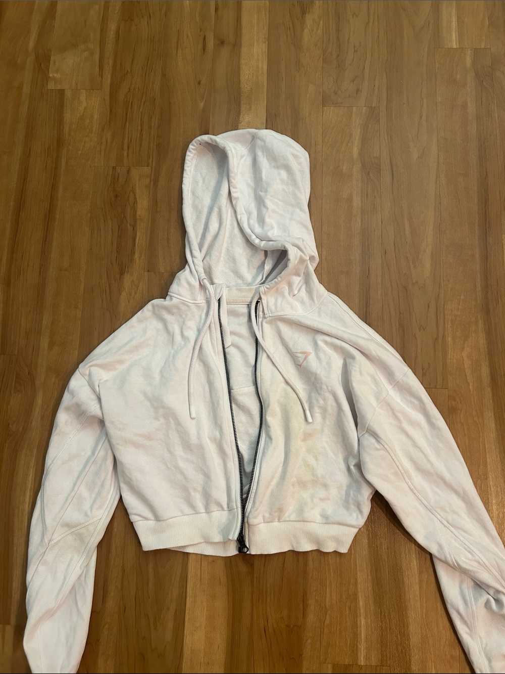Light White Cropped Zip Hoodie